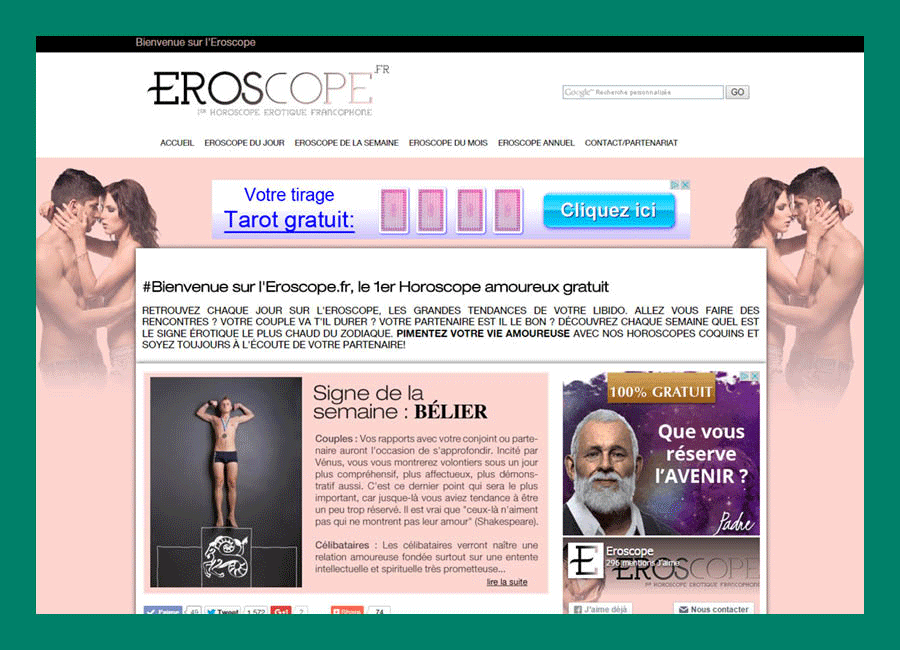 Eroscope - création du site internet de l'horoscope érotique